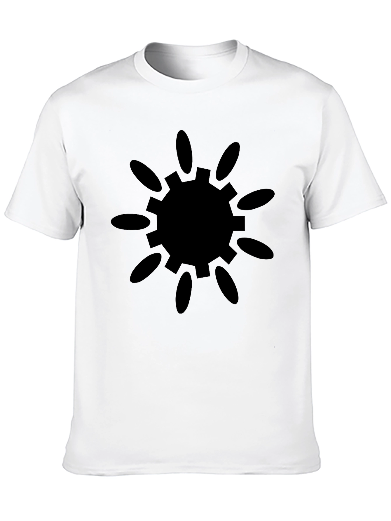 Black Tee with Sunburst Gear Graphic