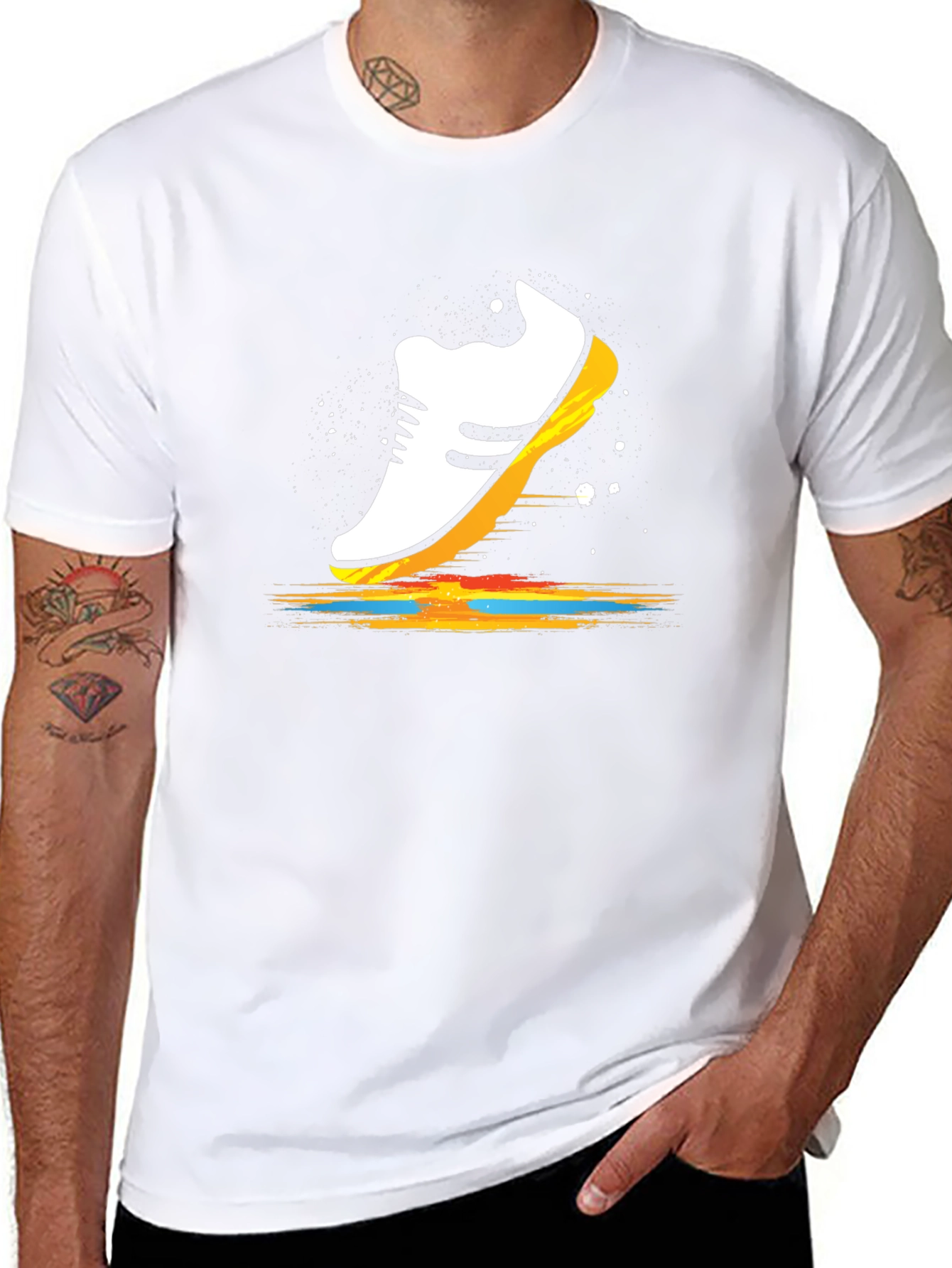 Running Shoe Graphic Tee - Black Cotton