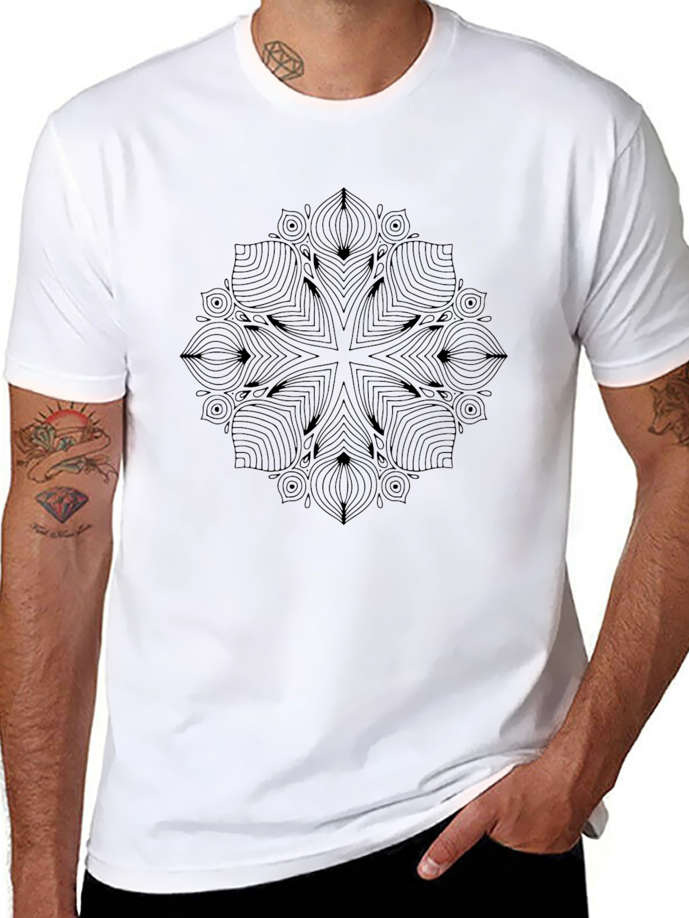 Abstract Mandala Graphic Black T-Shirt