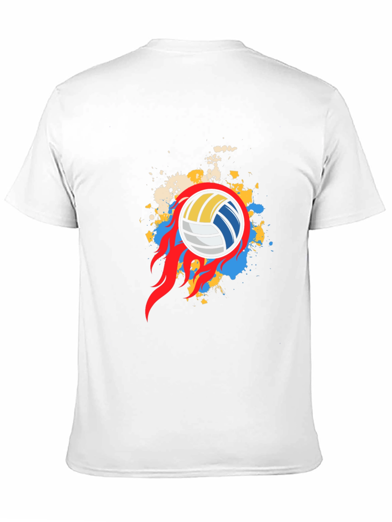 Flaming Volleyball Graphic Tee - Black Cotton Shirt