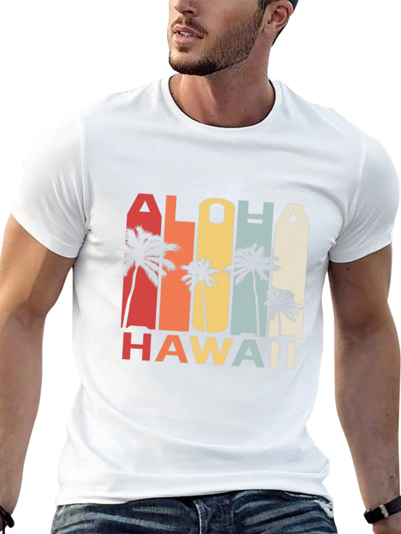 Aloha Hawaii Retro Palm Tree Graphic Tee