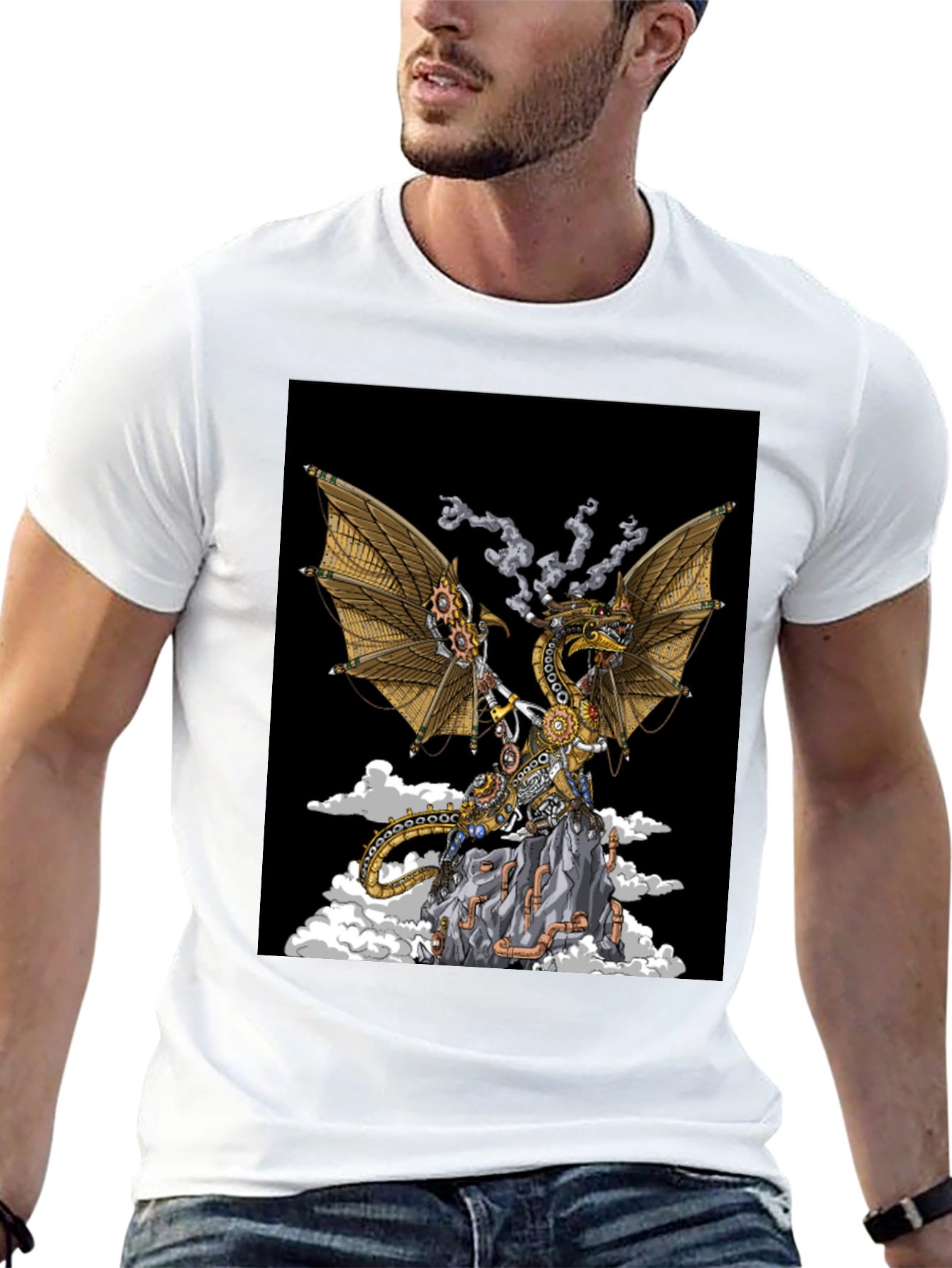 Steampunk Dragon Graphic Tee - Unique Fantasy Design