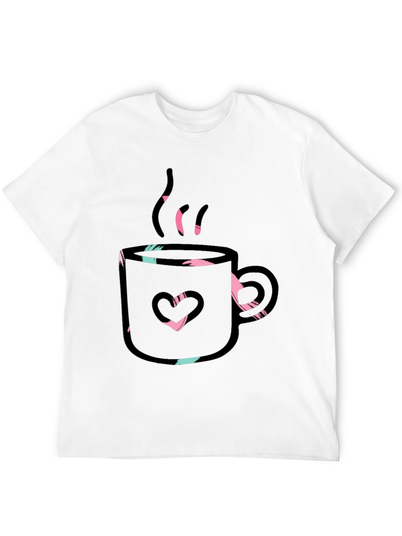 Heart Coffee Mug Graphic T-Shirt - Black