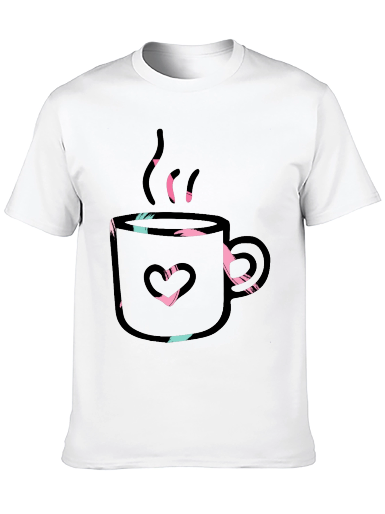 Heart Coffee Mug Graphic T-Shirt - Black