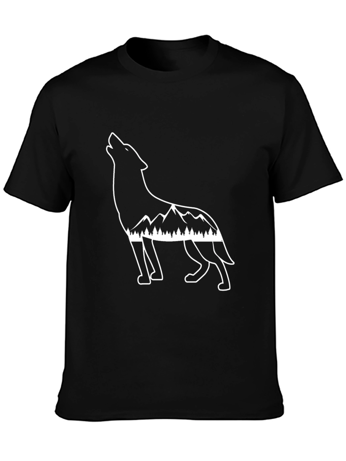 Wolf Mountain Graphic Tee - Black Cotton T-Shirt