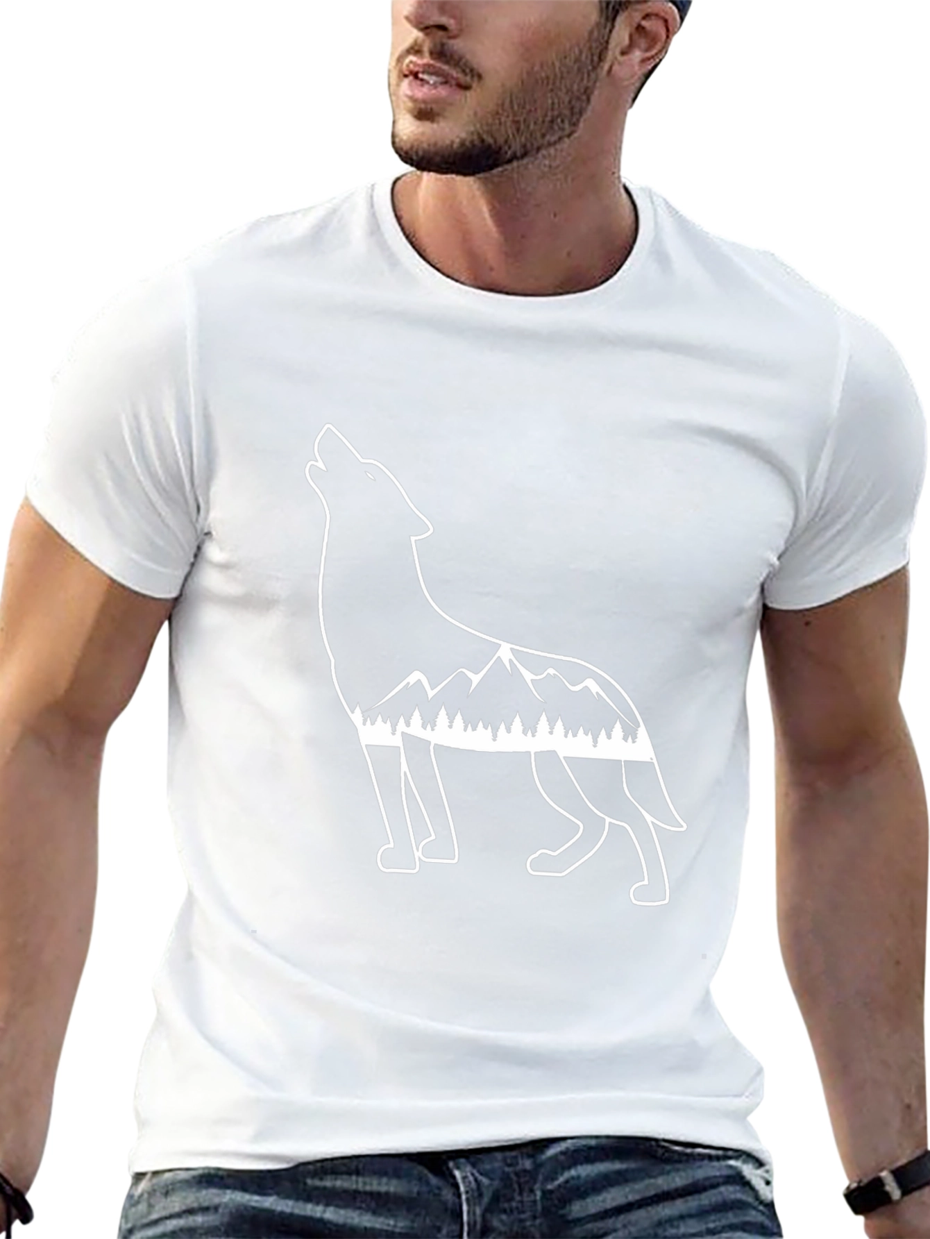 Wolf Mountain Graphic Tee - Black Cotton T-Shirt