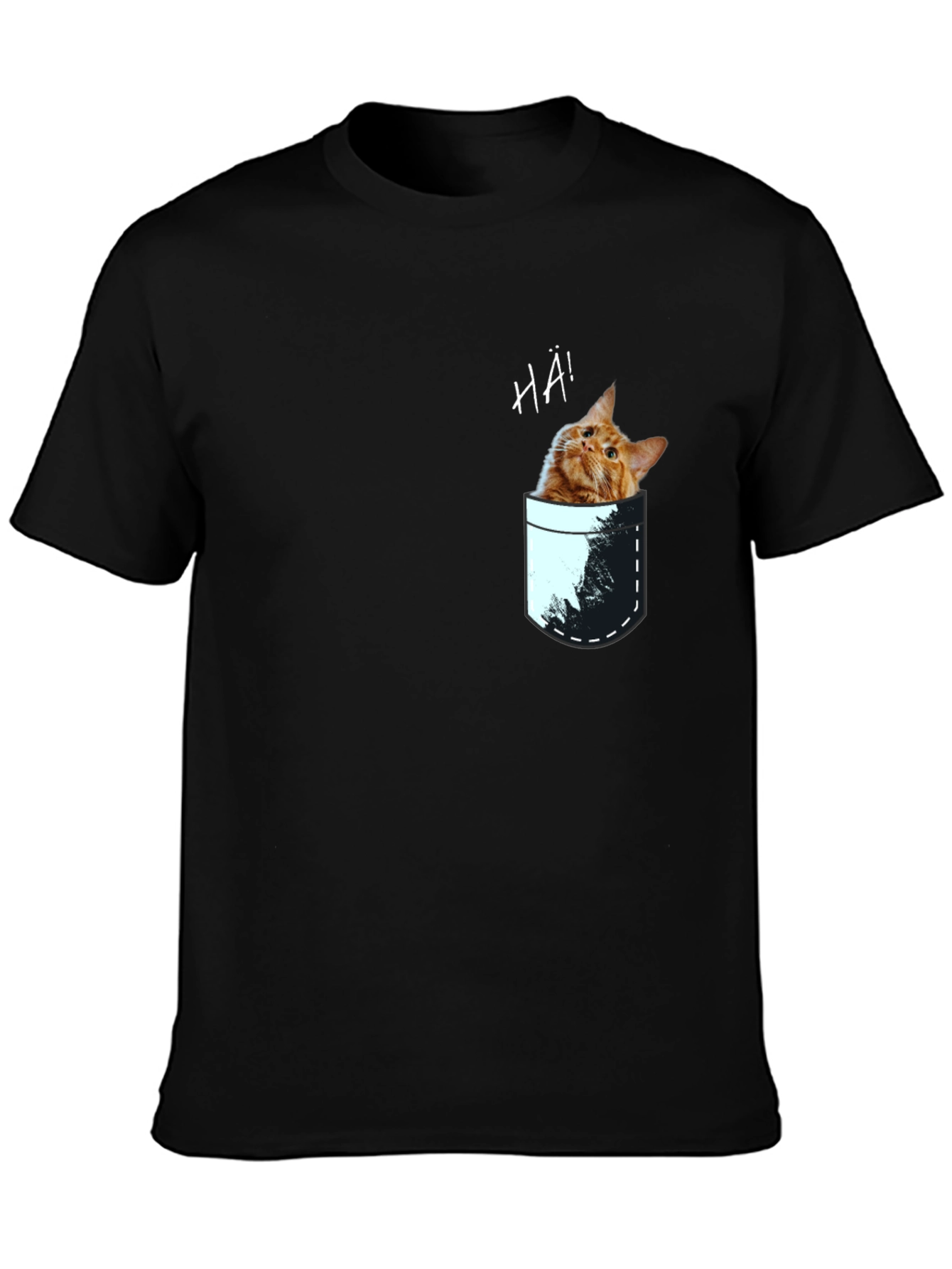Cat Pocket Graphic Tee - Quirky Mens T-Shirt