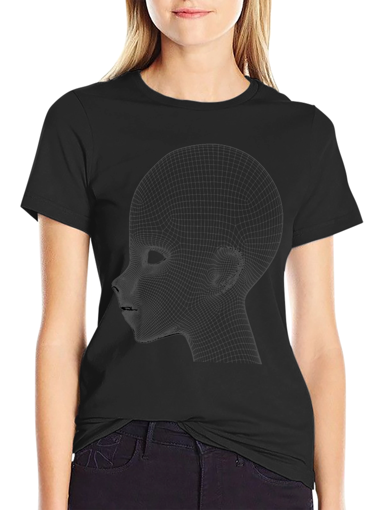 Geometric Head Graphic Black T-Shirt