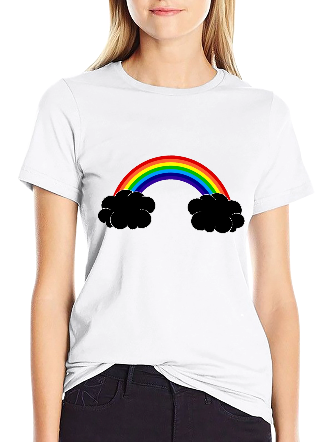 Rainbow Cloud Graphic Tee - Black