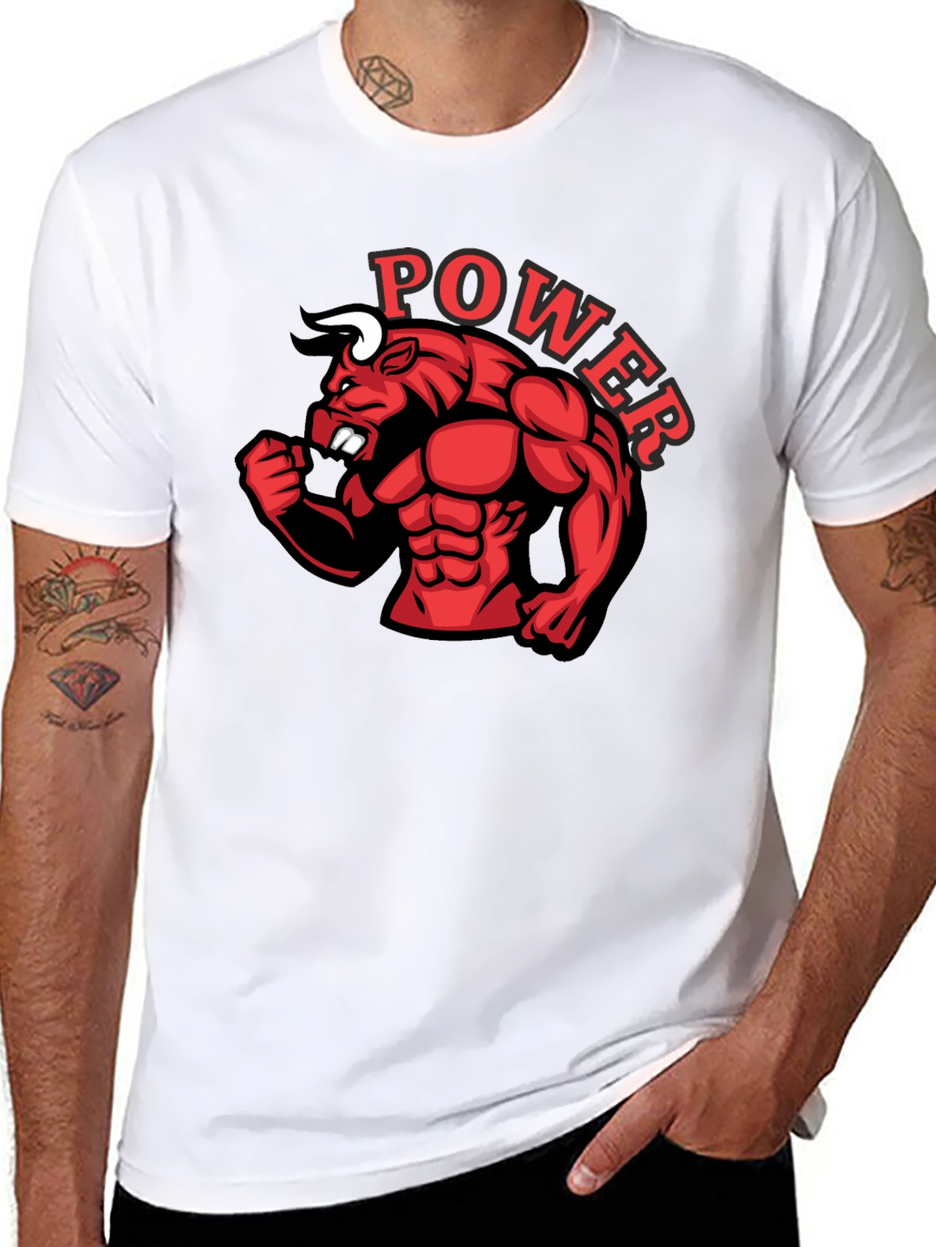Power Bull Graphic Tee - Black Cotton Shirt