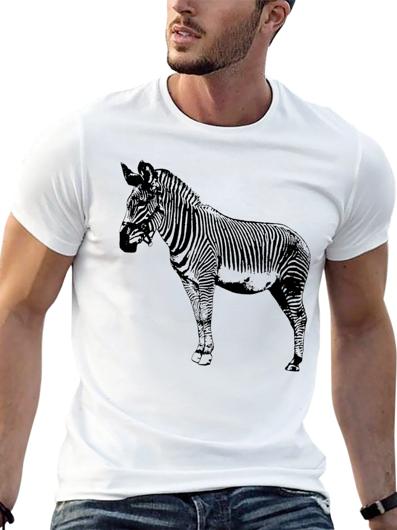 Zebra Graphic Print Black T-Shirt