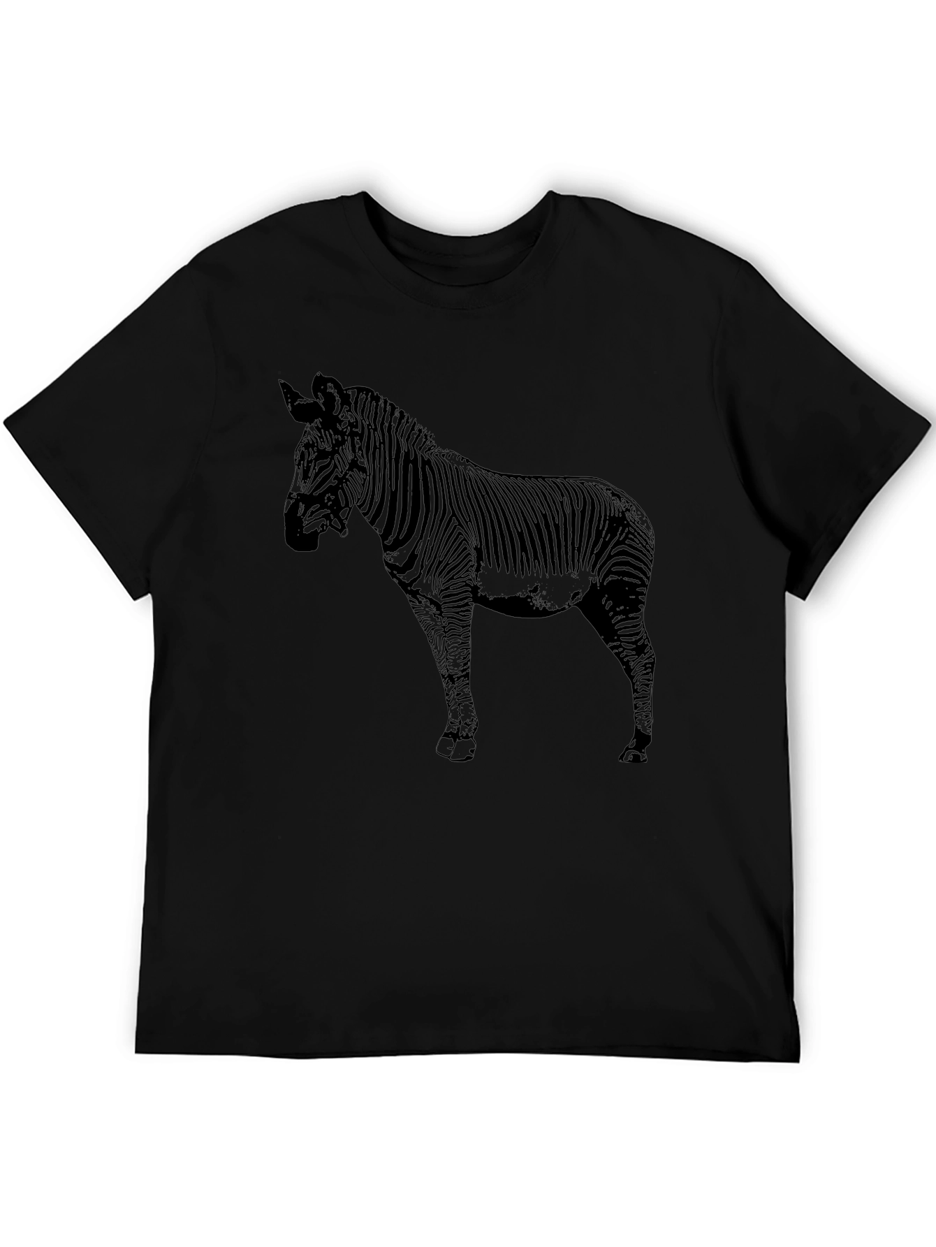 Zebra Graphic Print Black T-Shirt