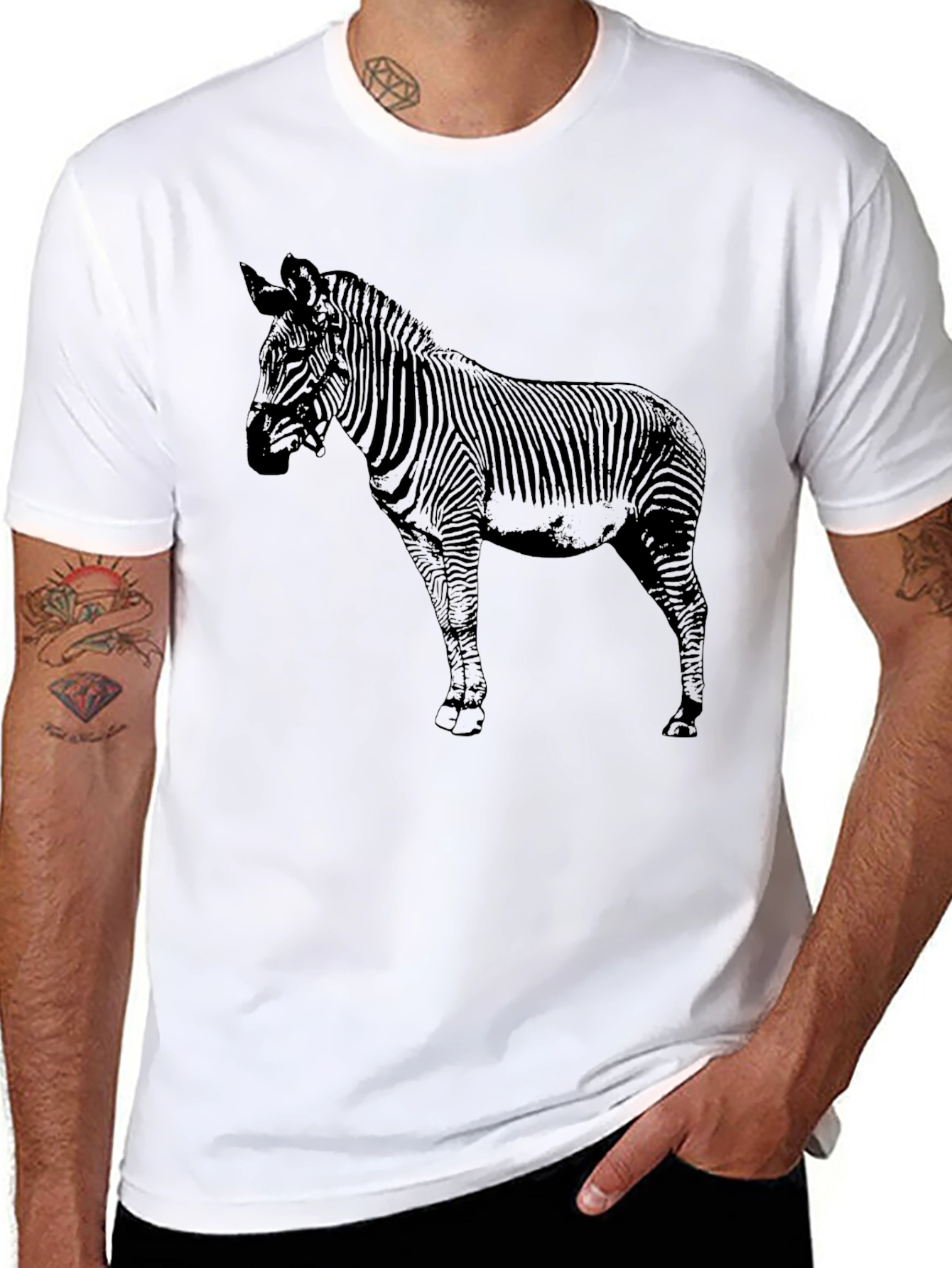 Zebra Graphic Print Black T-Shirt