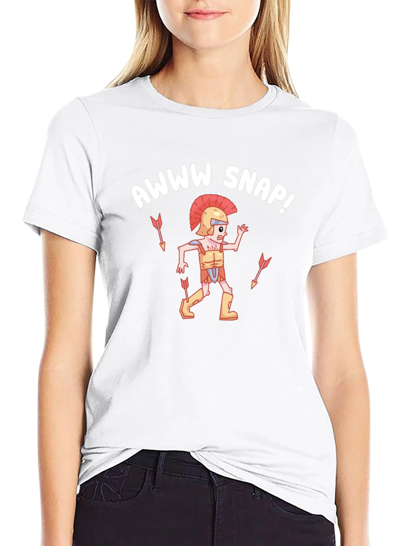 Awww Snap! Cartoon Roman Soldier Black T-Shirt