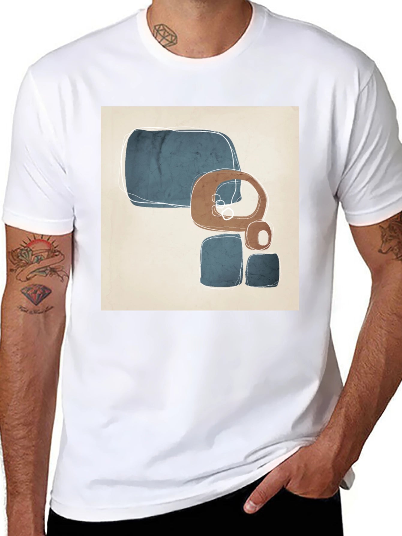 Abstract Geometric Art Black T-Shirt