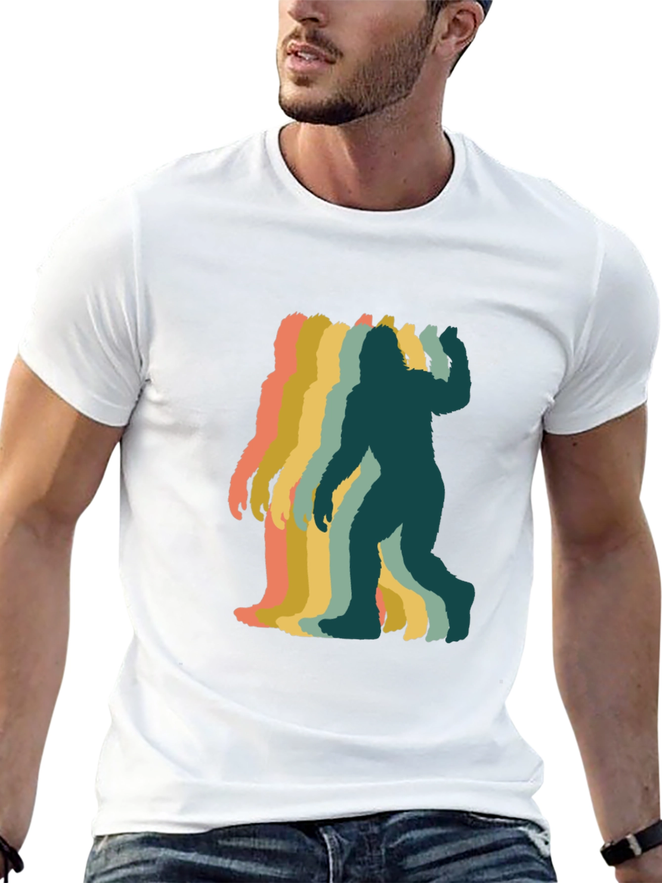 Retro Bigfoot Silhouette Graphic T-Shirt - Black