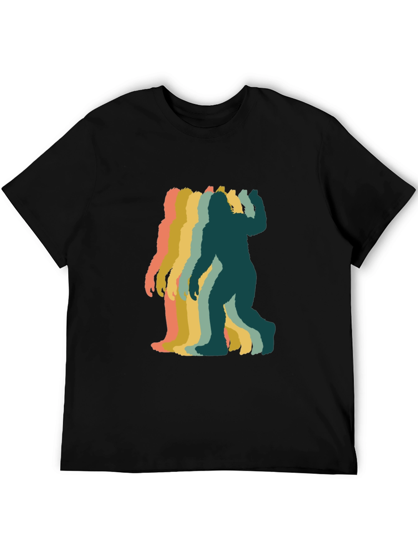 Retro Bigfoot Silhouette Graphic T-Shirt - Black