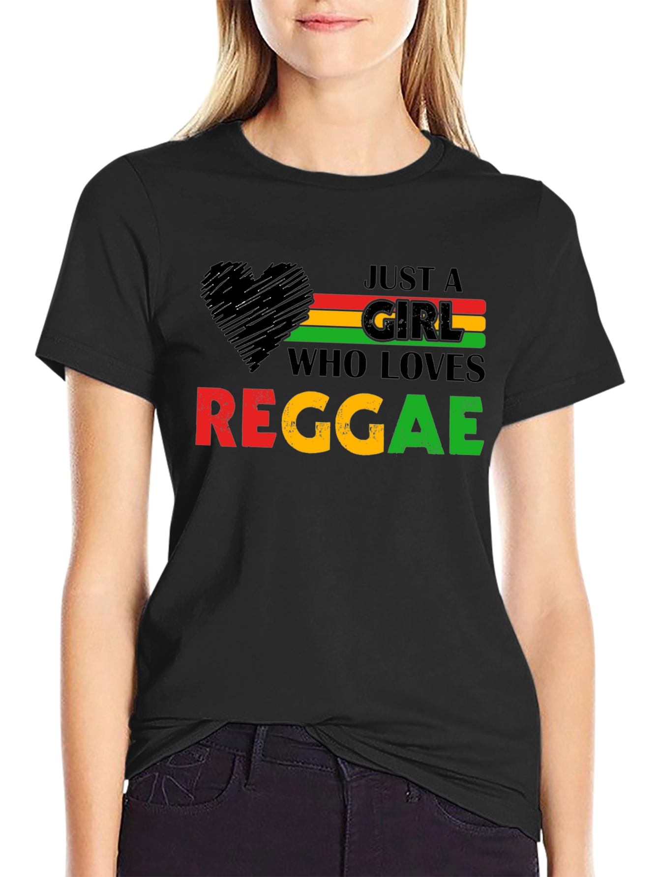 Just A Girl Who Loves Reggae T-Shirt - Black