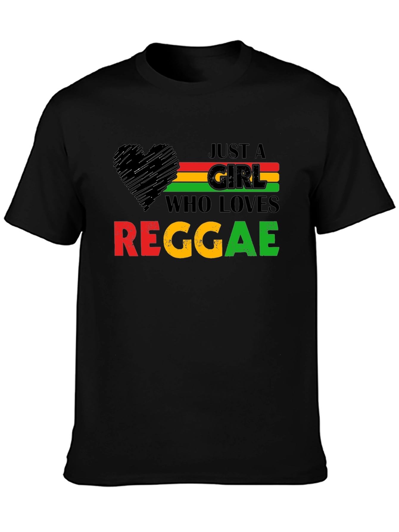 Just A Girl Who Loves Reggae T-Shirt - Black