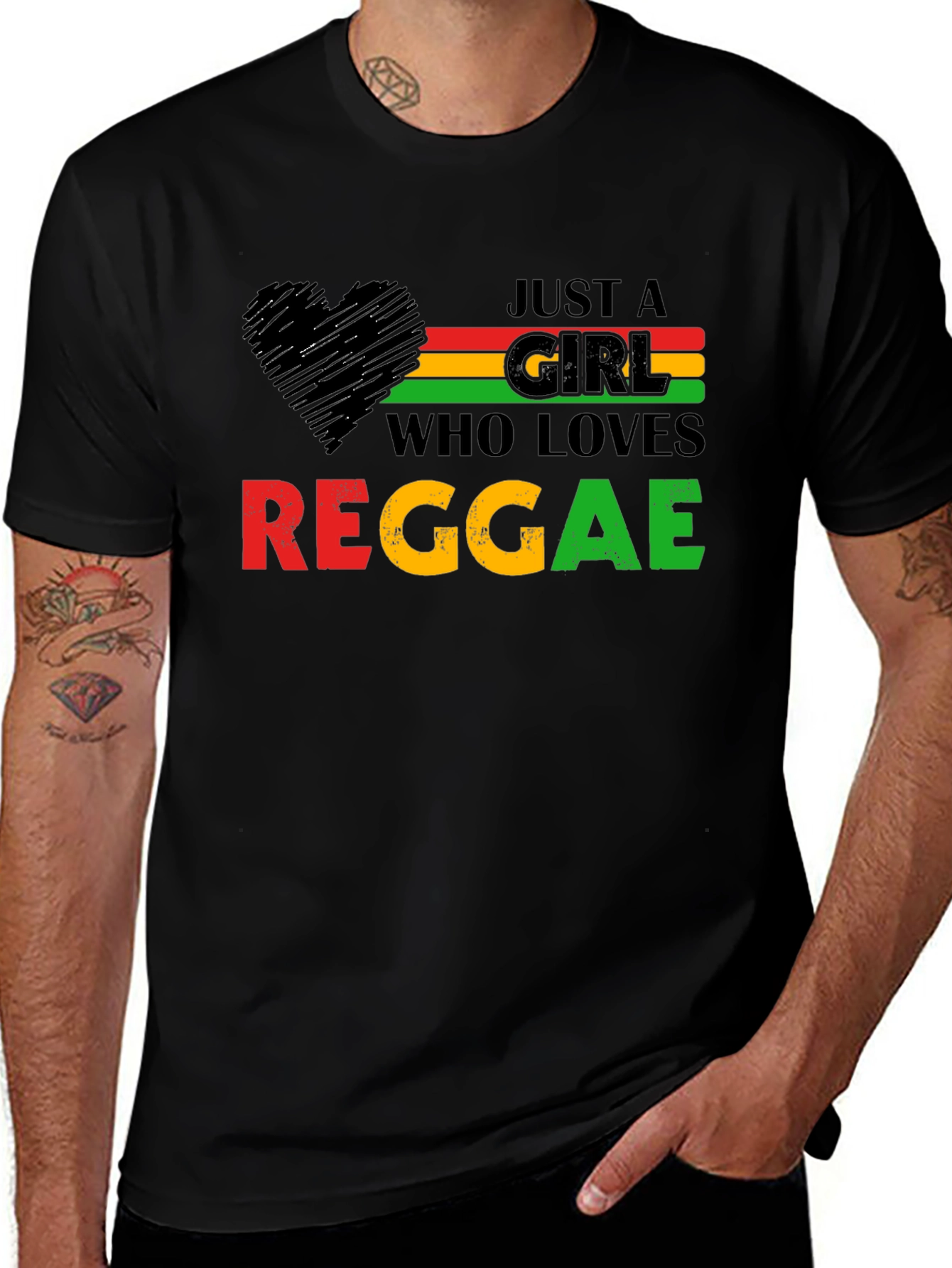 Just A Girl Who Loves Reggae T-Shirt - Black