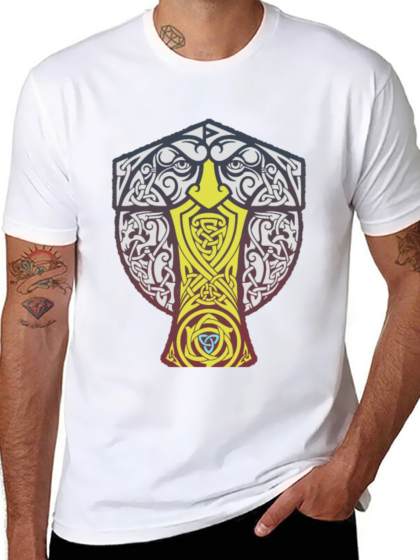 Viking Knotwork Raven T-Shirt - Black