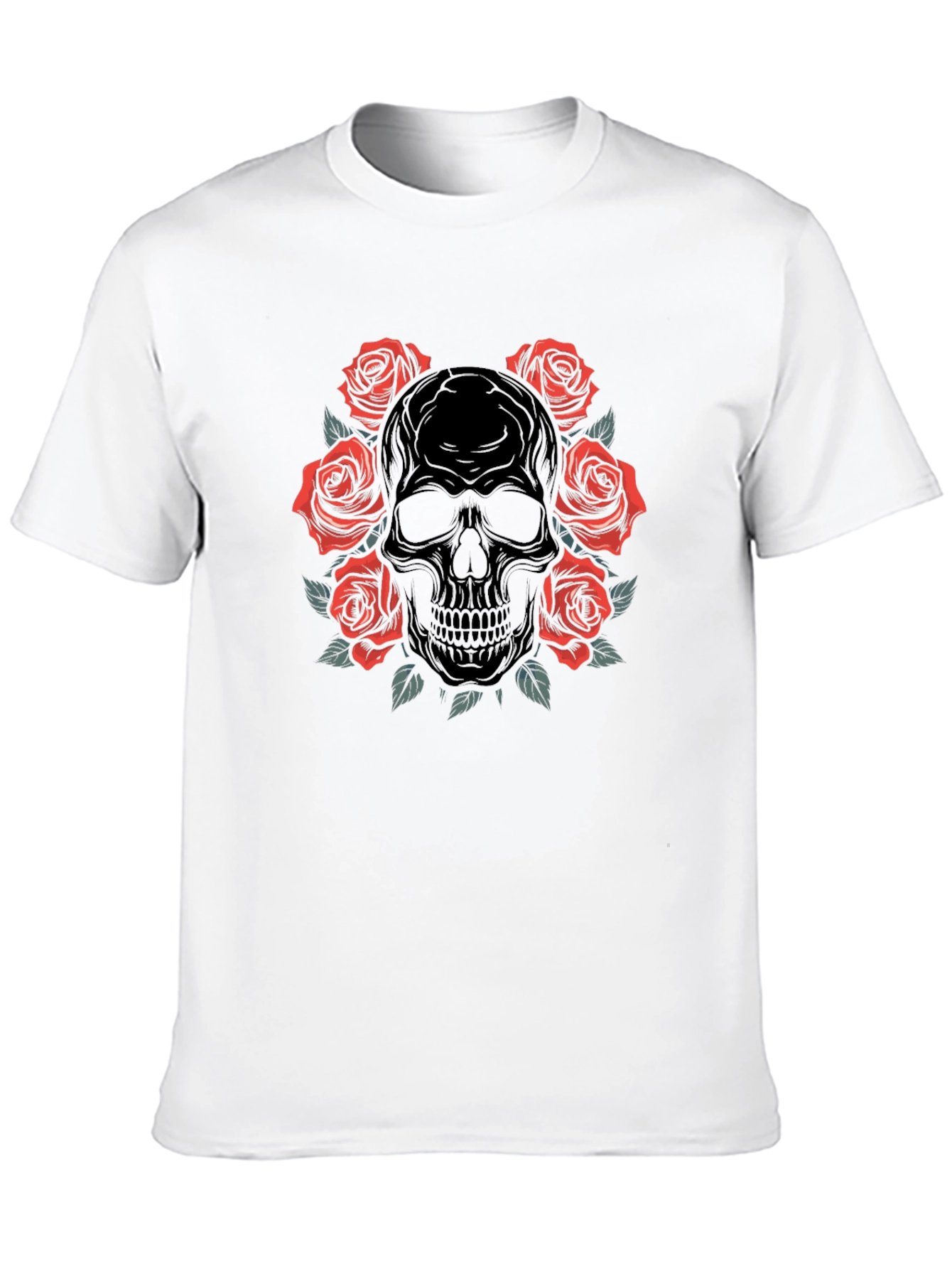 Skull & Roses Graphic Black T-Shirt