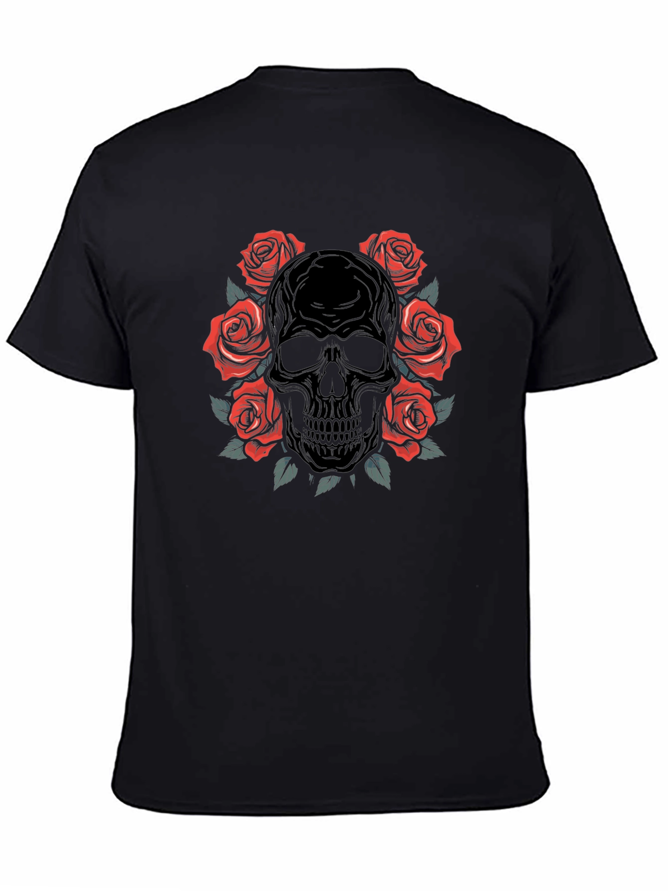 Skull & Roses Graphic Black T-Shirt