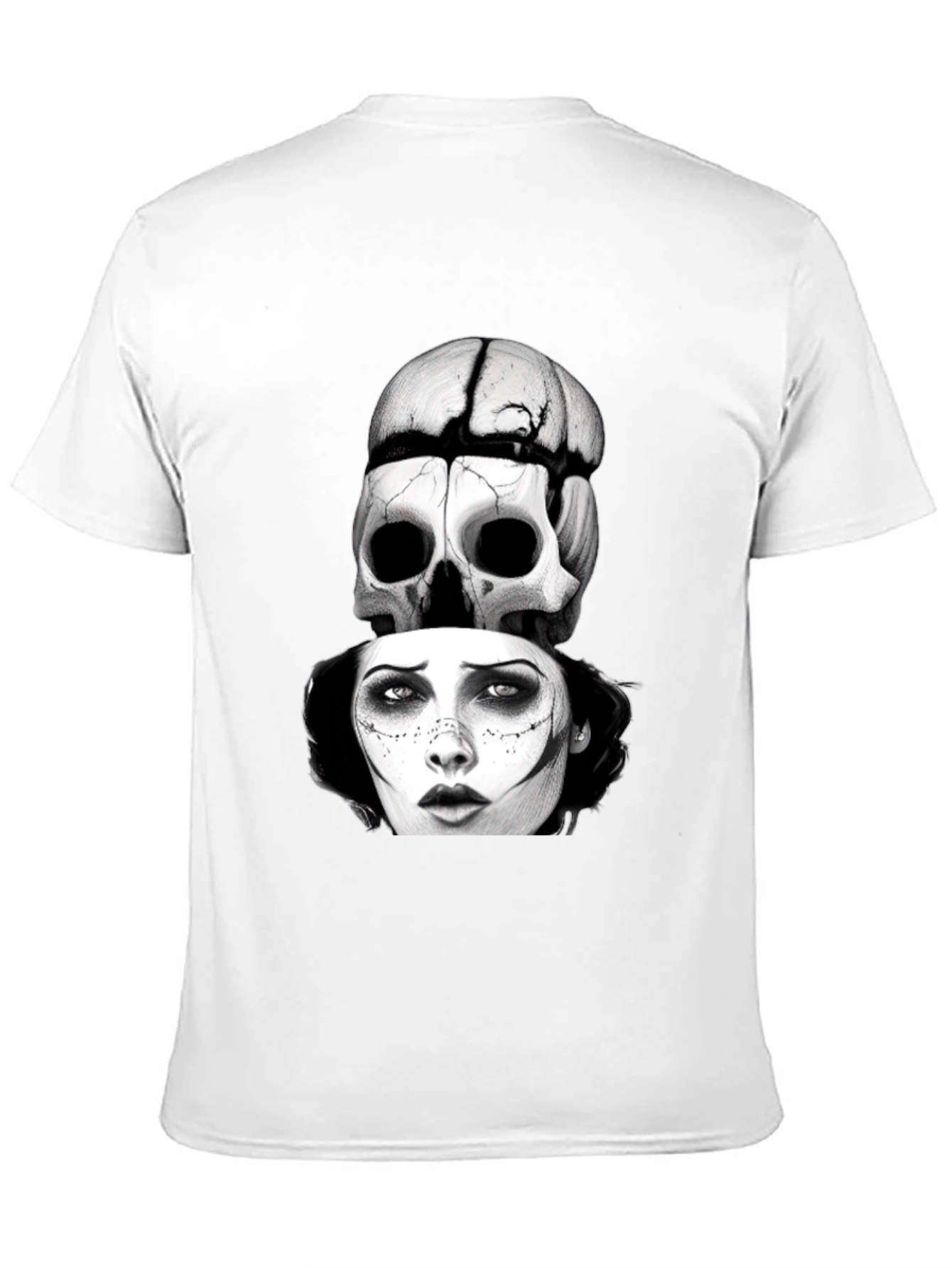 Skull & Woman Graphic T-Shirt - Gothic Style