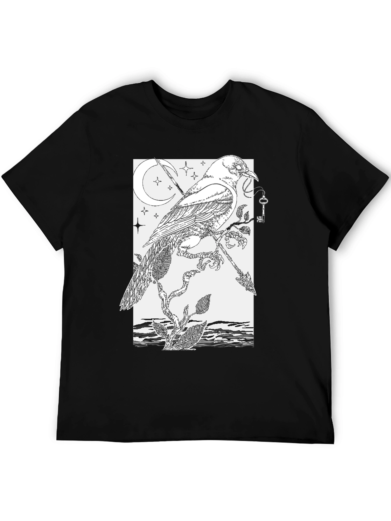 Raven & Key Graphic Tee - Black