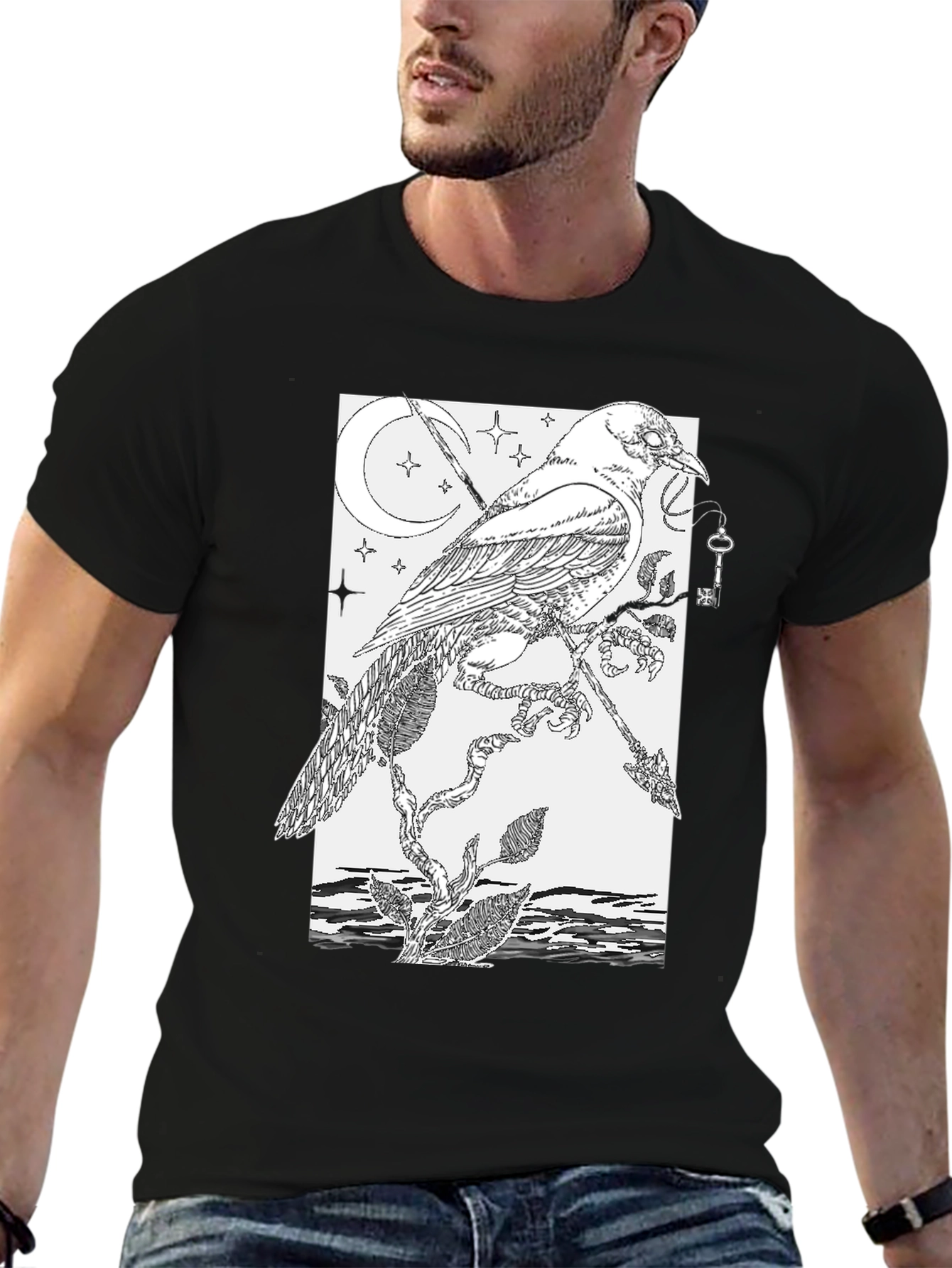 Raven & Key Graphic Tee - Black