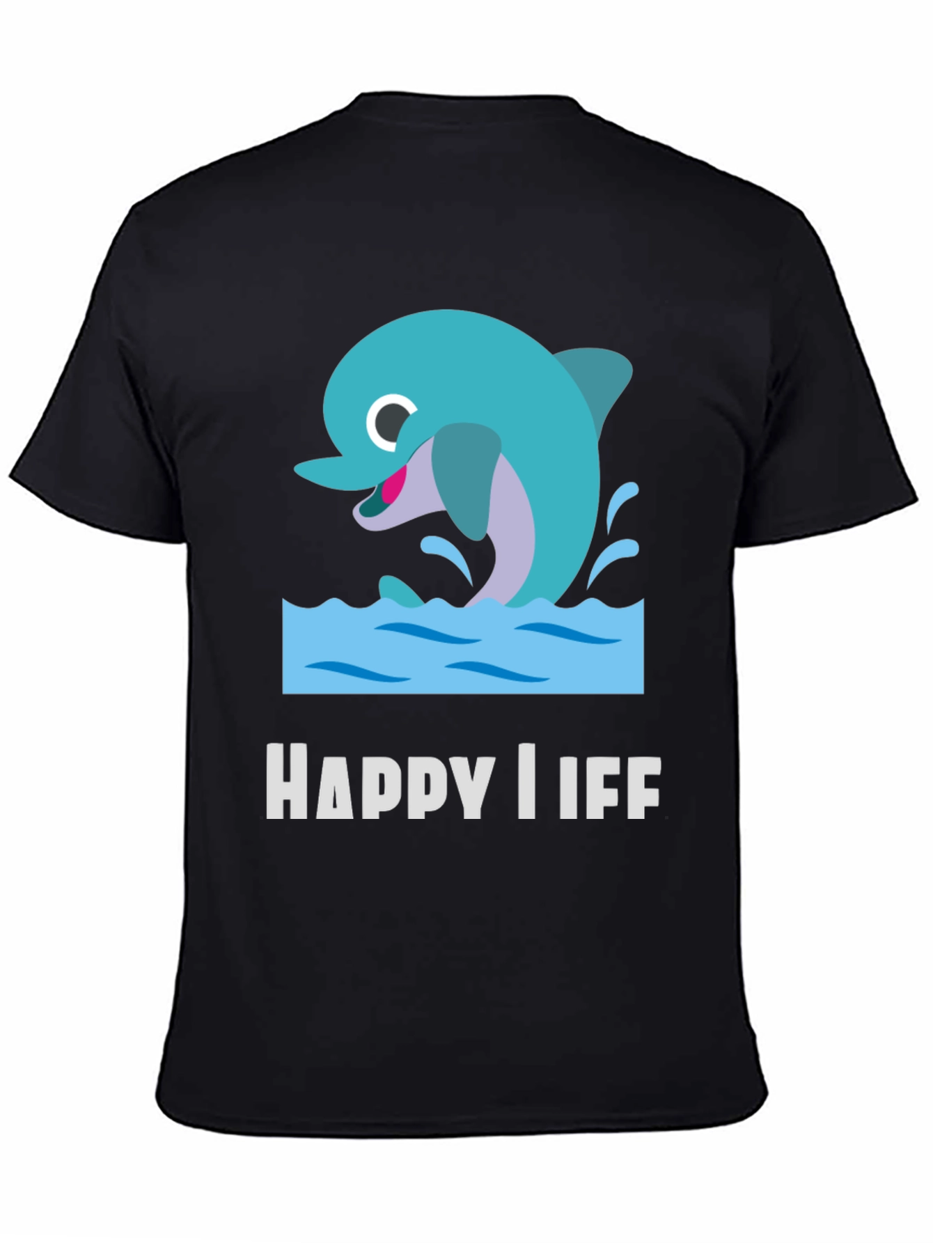 Happy Life Dolphin Graphic T-Shirt