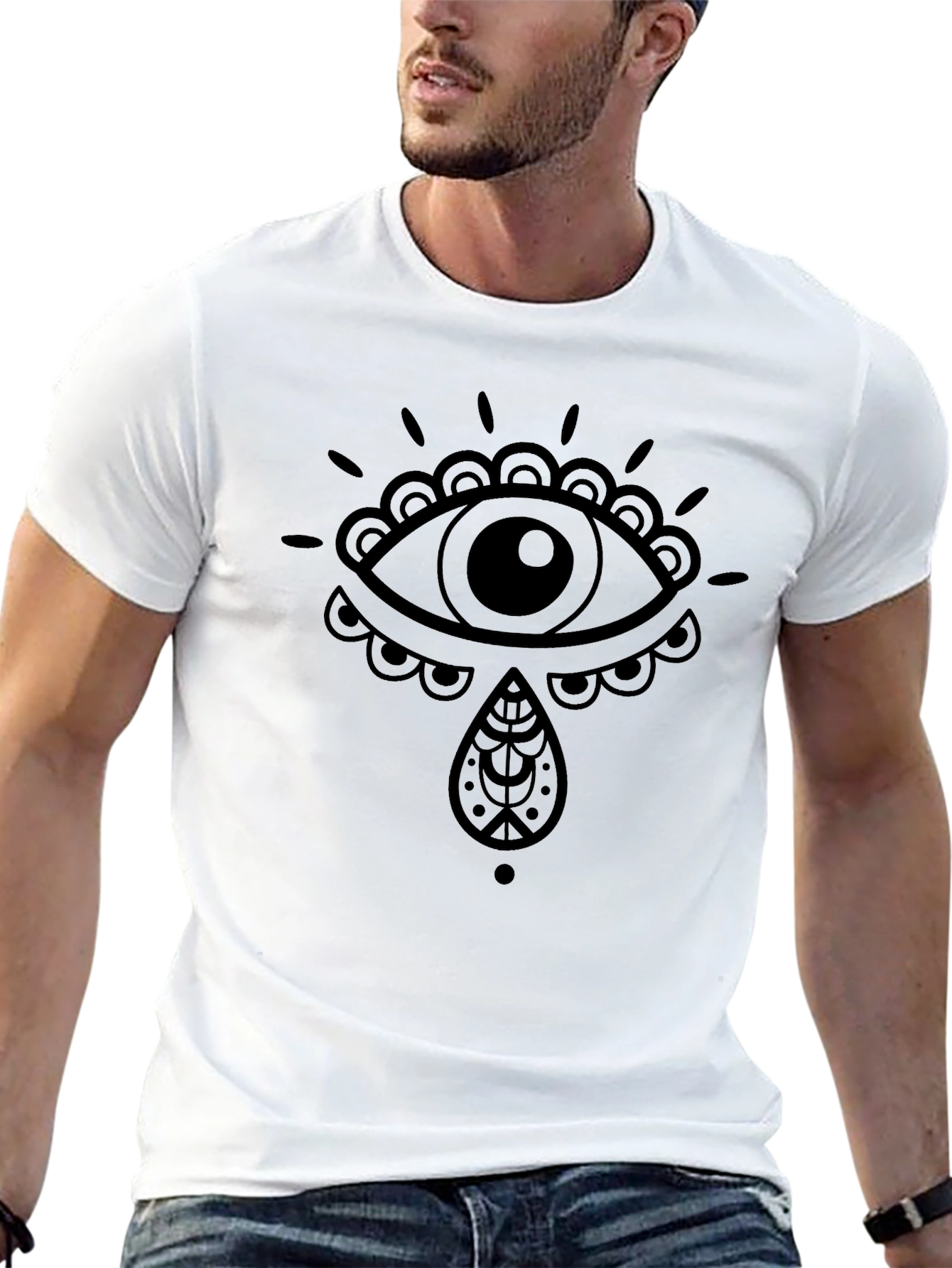 Eye Graphic Tee - Stylish Black Cotton T-Shirt