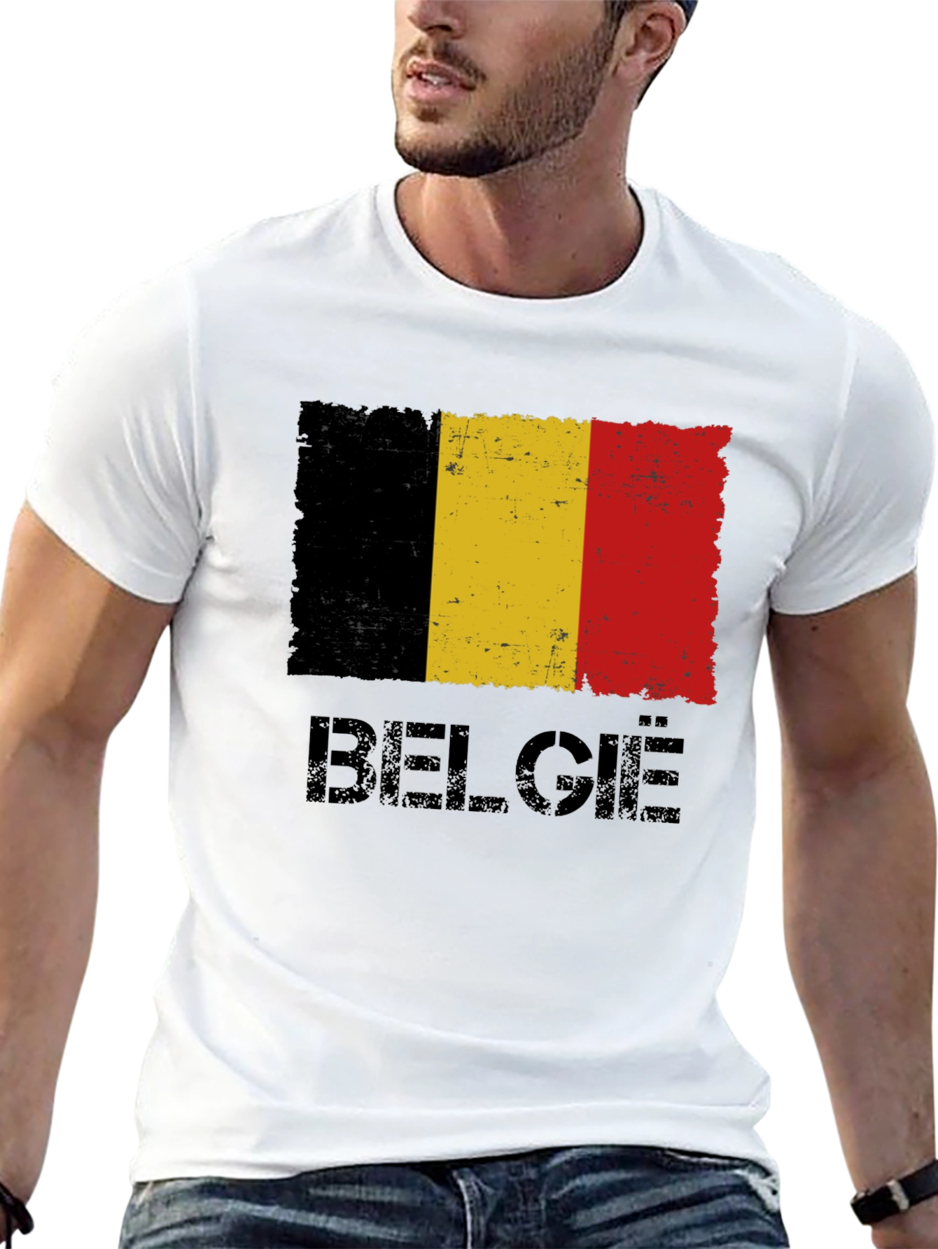Belgium Flag Graphic Black T-Shirt
