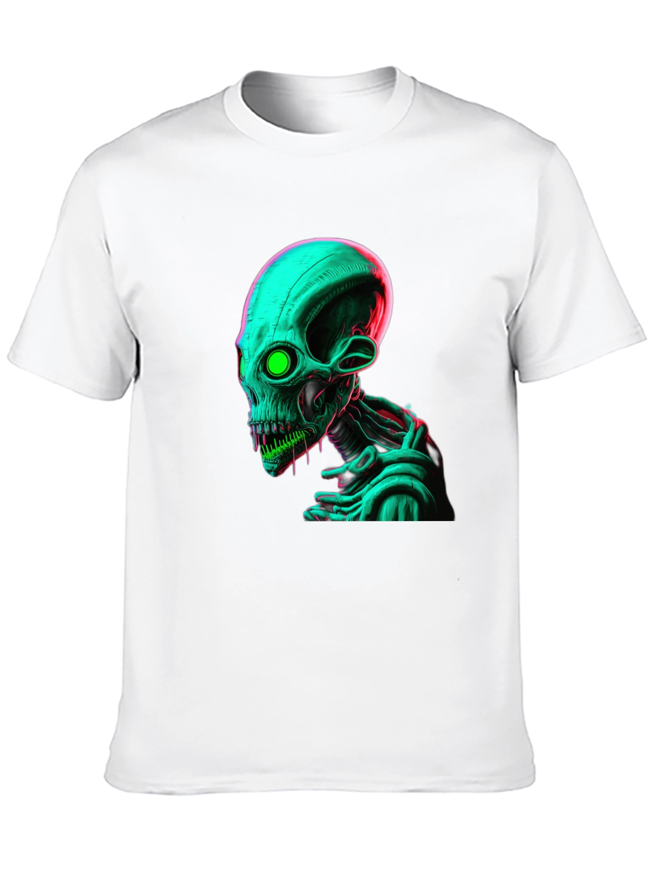 Neon Alien Graphic Black Tee Shirt