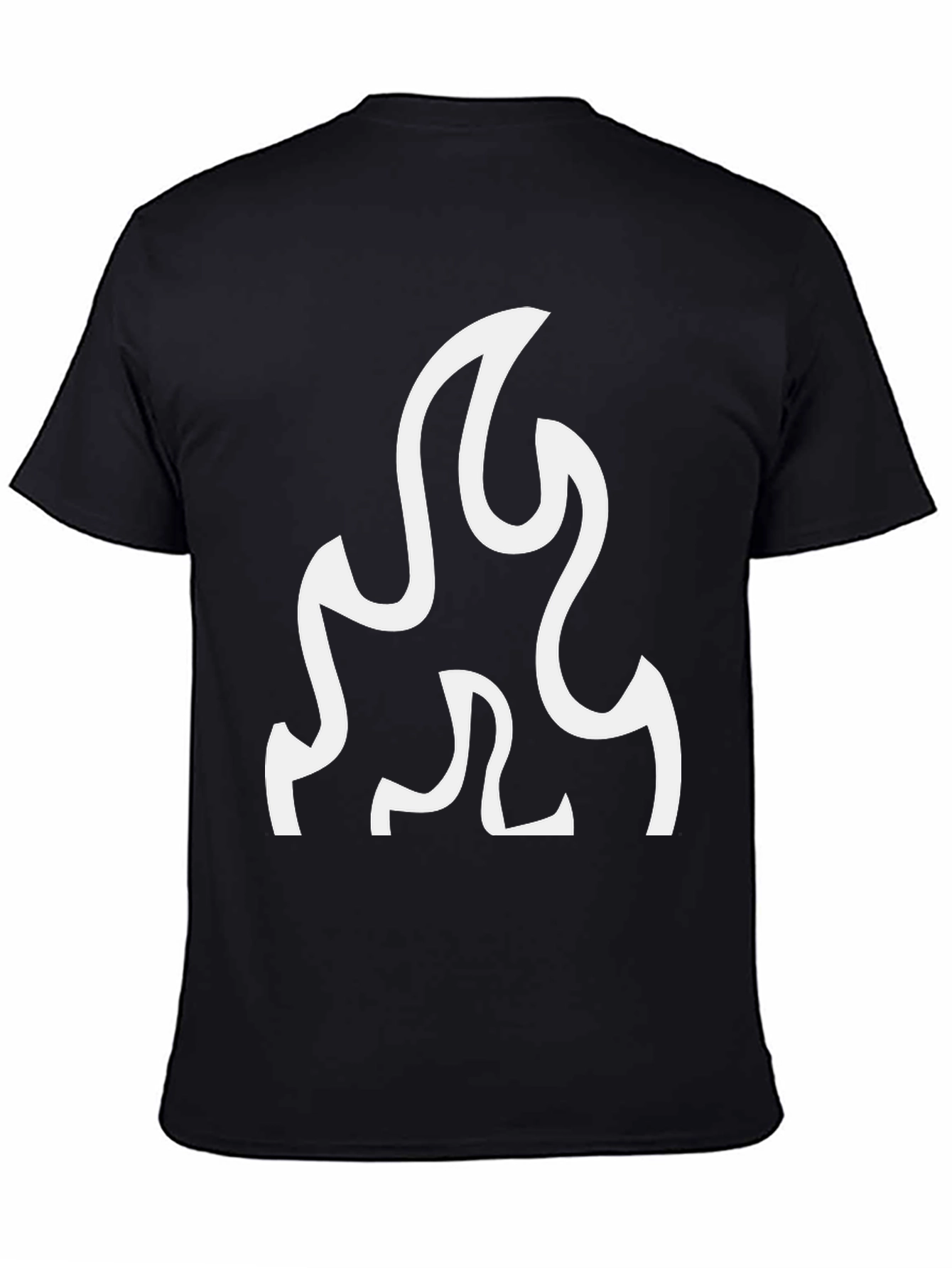 Black T-Shirt with White Flame Graphic
