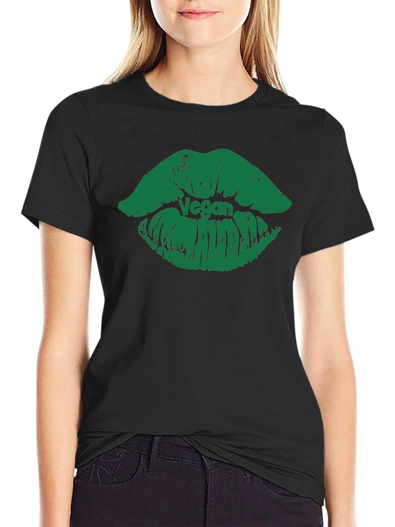 Vegan Lips Graphic T-Shirt - Black Cotton Tee
