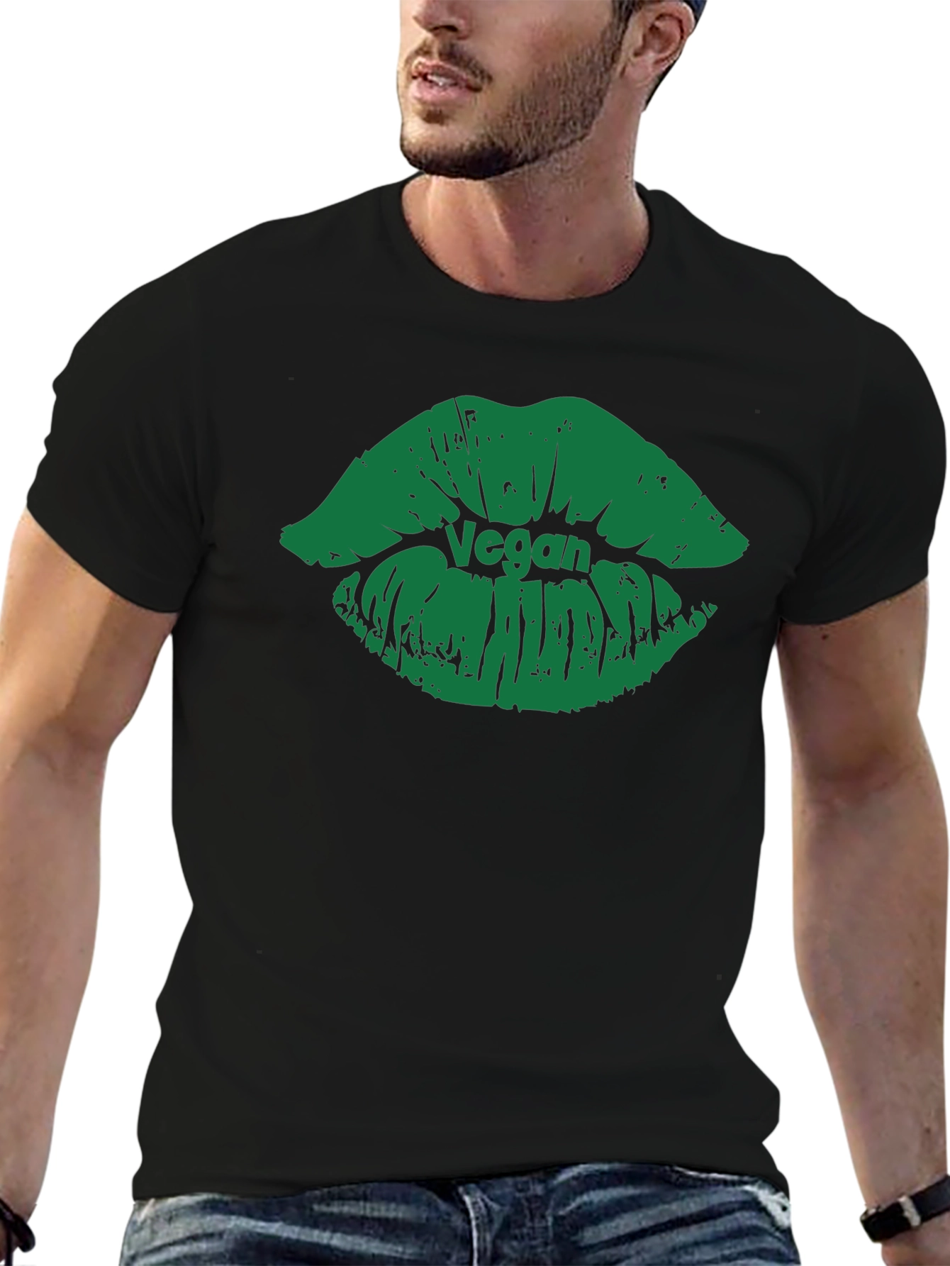 Vegan Lips Graphic T-Shirt - Black Cotton Tee