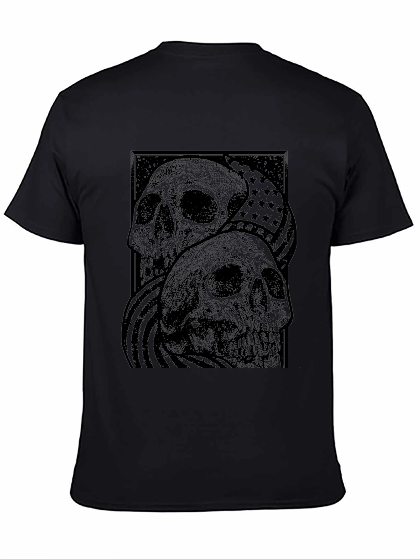 Skull Graphic T-Shirt - American Flag Design