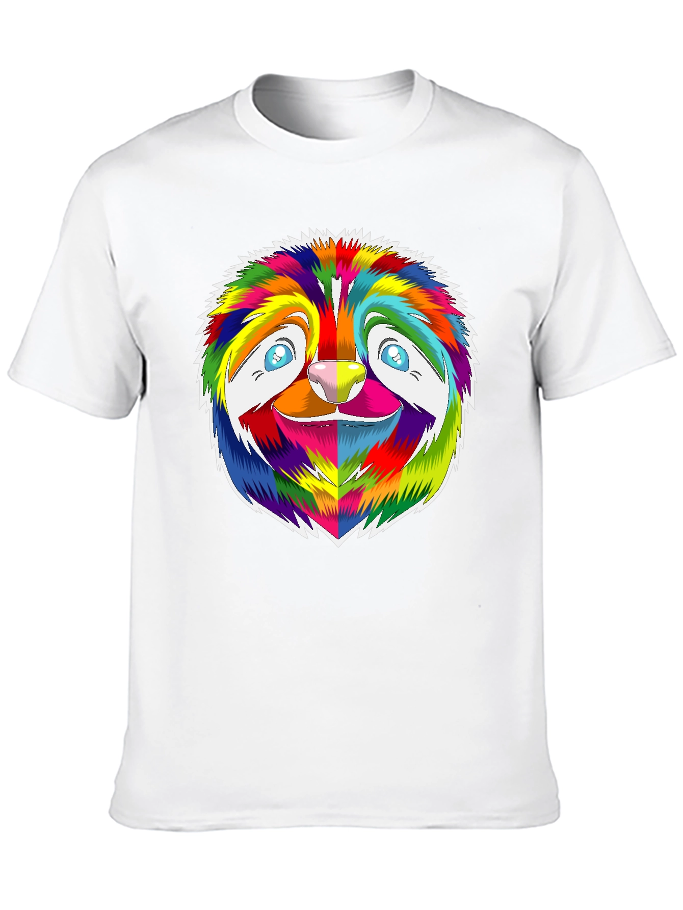 Rainbow Sloth Graphic Tee - Black Cotton T-Shirt