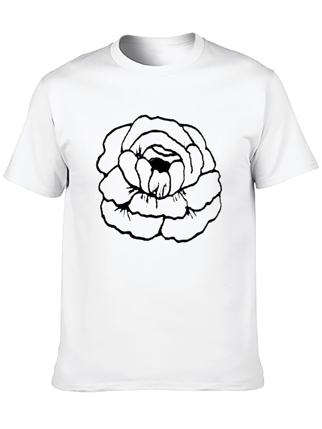 Black Rose Graphic Tee - Modern Floral Design