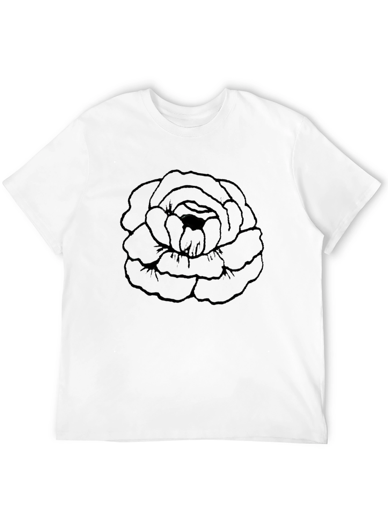 Black Rose Graphic Tee - Modern Floral Design