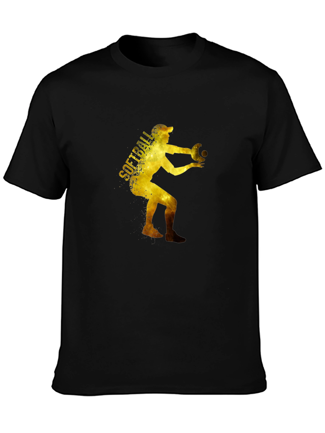 Softball Player Graphic T-Shirt - Black