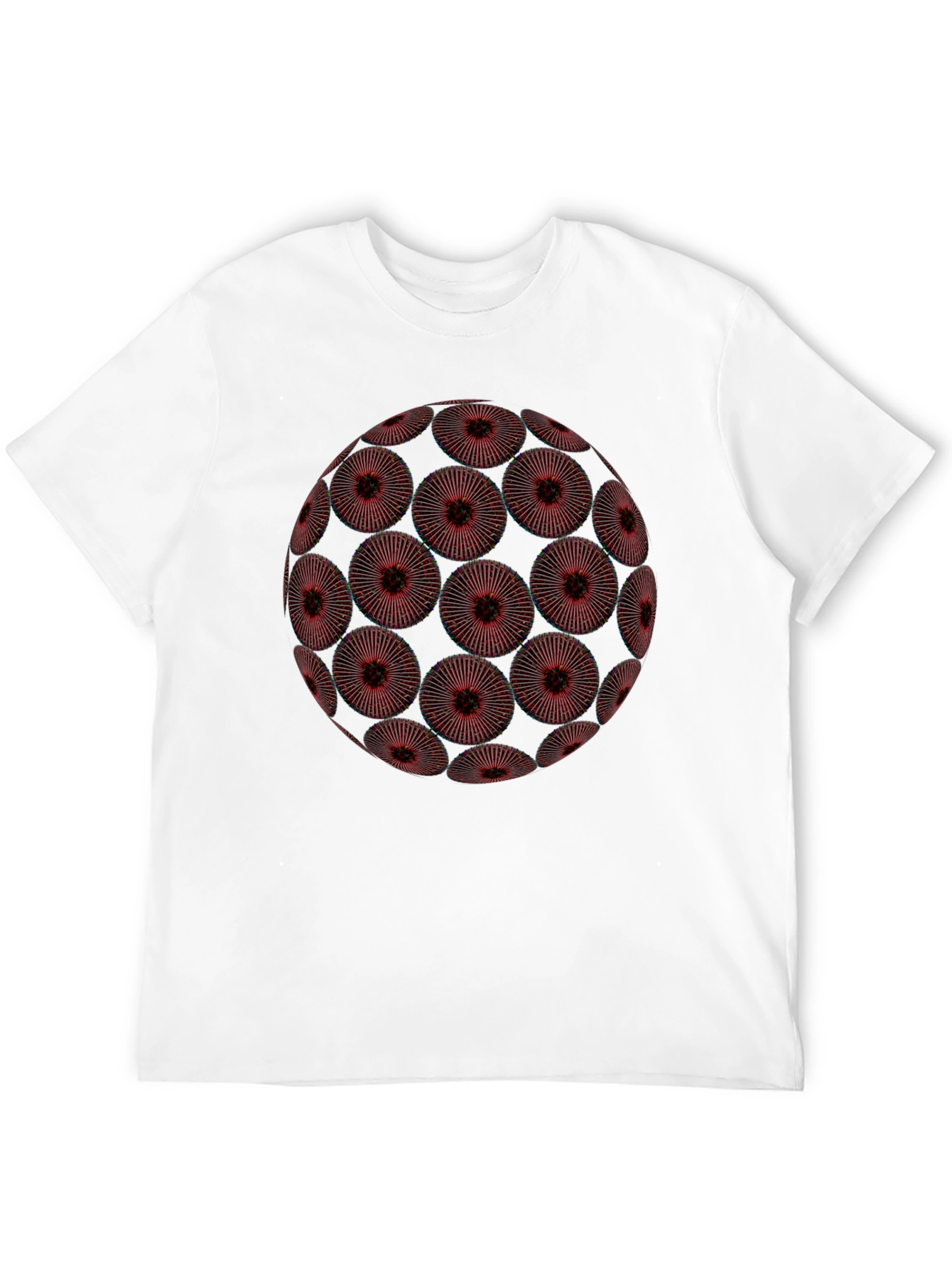 Abstract Red Floral Orb Graphic Black T-Shirt