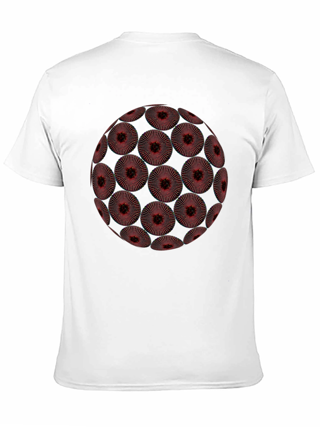 Abstract Red Floral Orb Graphic Black T-Shirt
