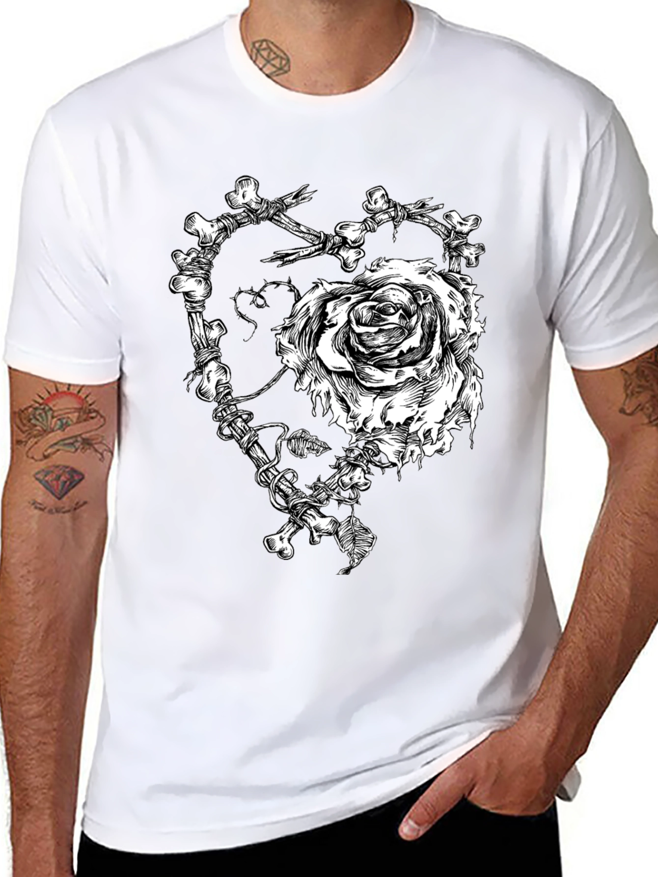 Bone & Rose Graphic T-Shirt - Black