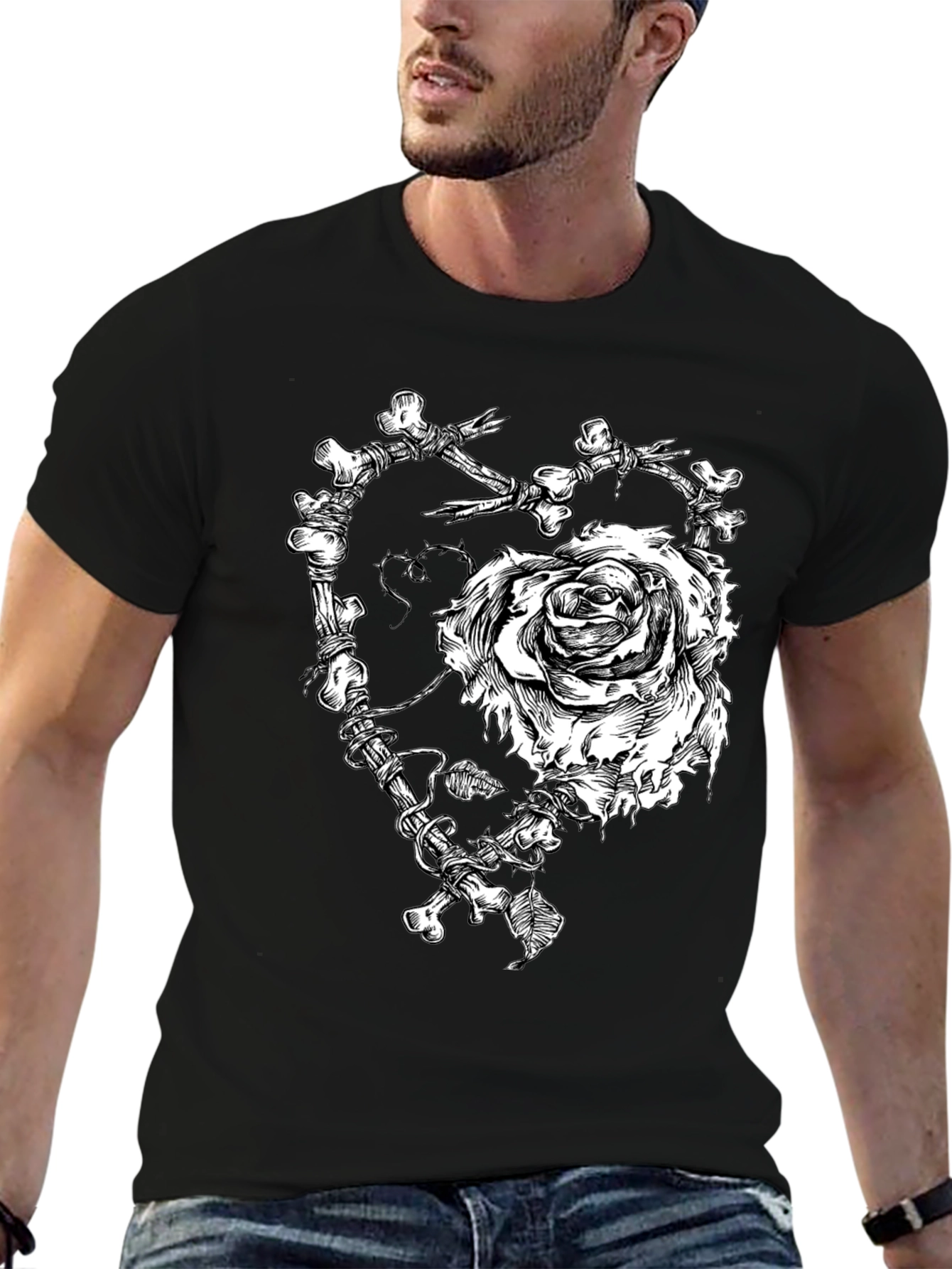 Bone & Rose Graphic T-Shirt - Black