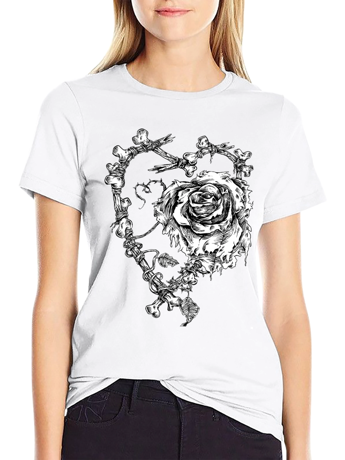 Bone & Rose Graphic T-Shirt - Black
