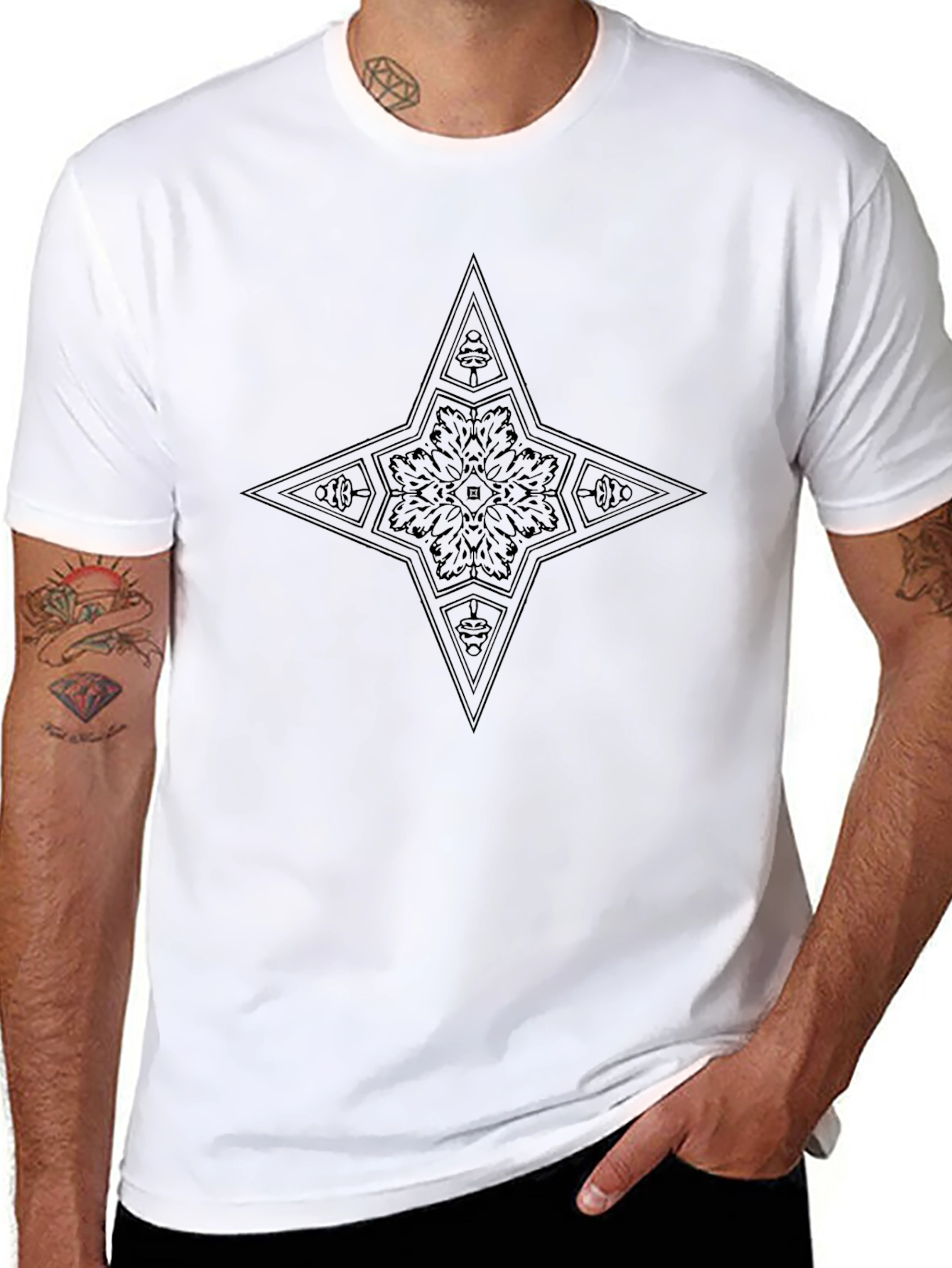 Modern Star Graphic Black T-Shirt