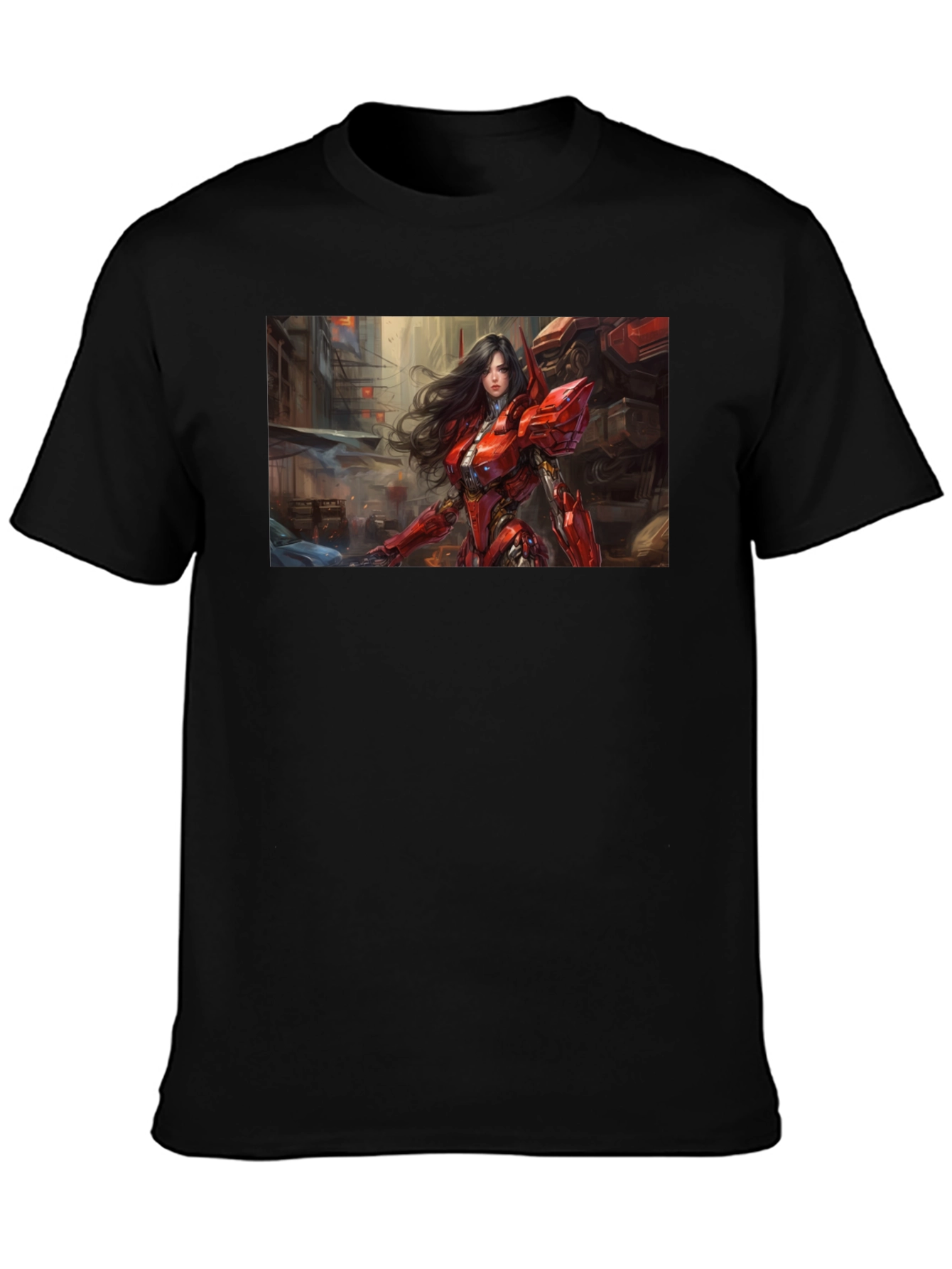 Sci-Fi Armor Girl T-Shirt - Black