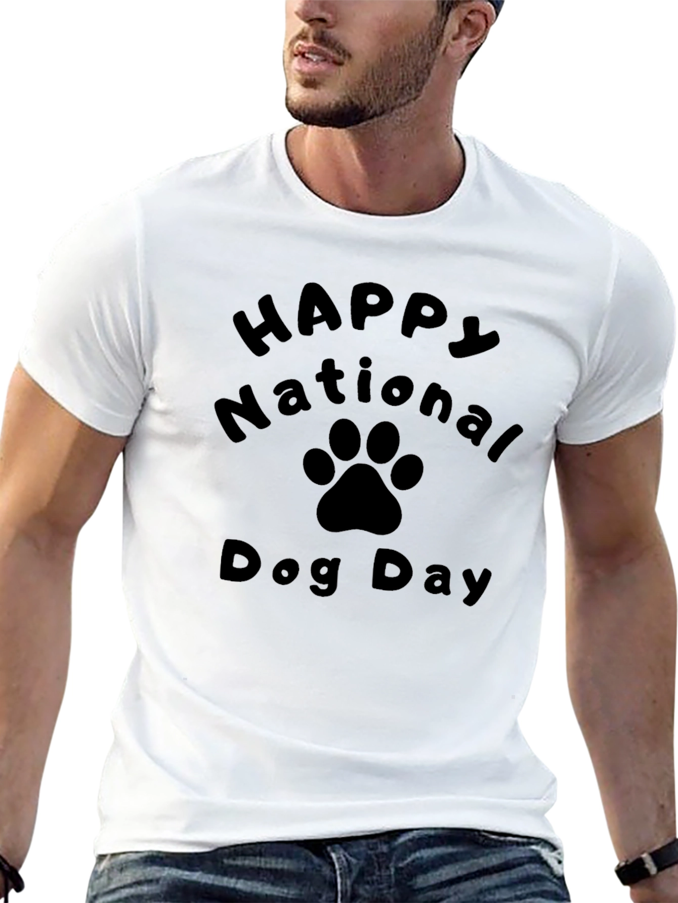 Happy National Dog Day Black T-Shirt